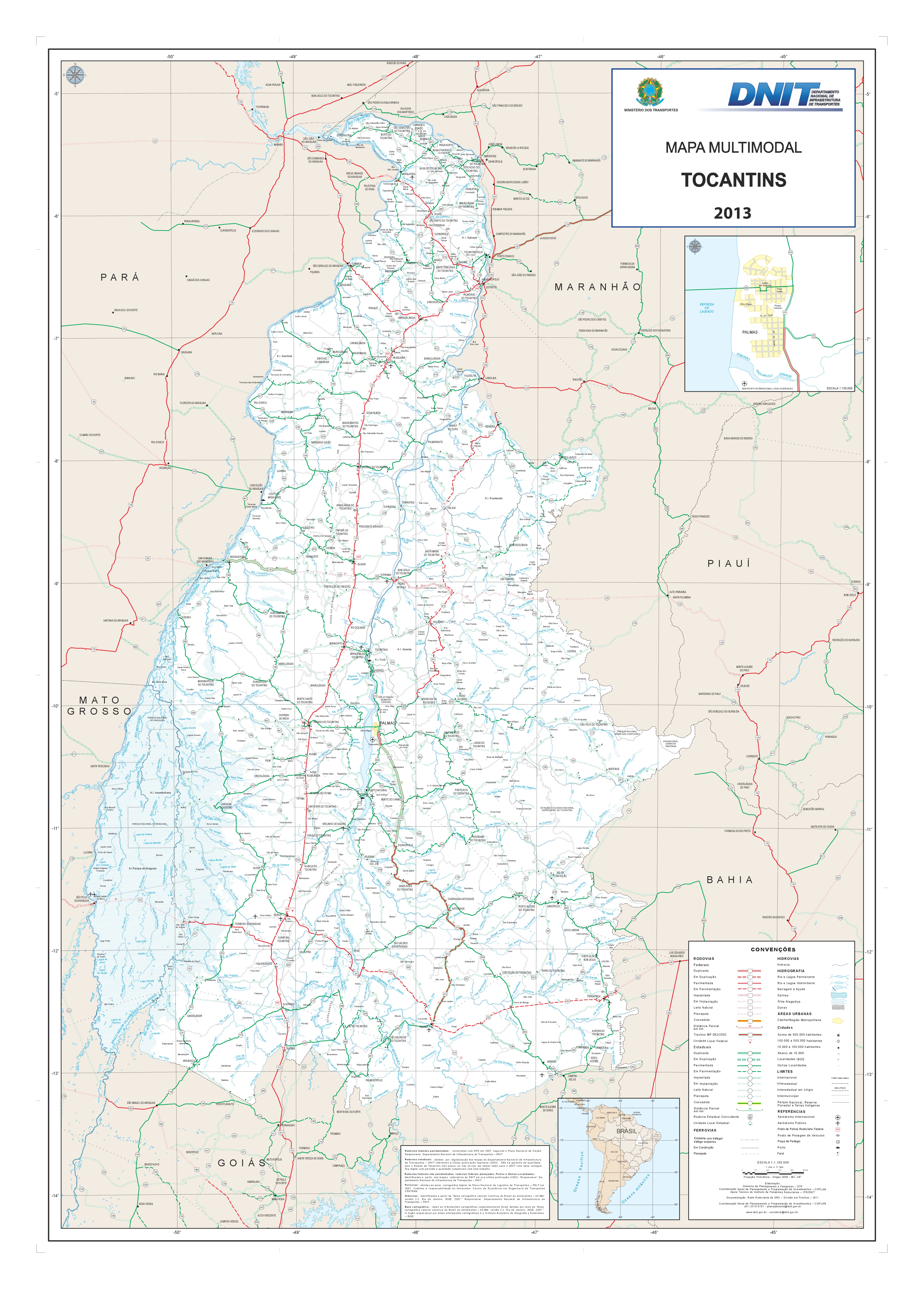 Mapa de carreteras del Estado del Tocantins | STESA