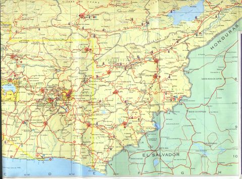 Mapa del Sureste de Guatemala