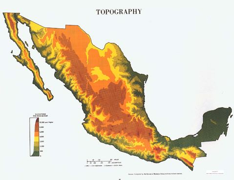 Mexico Physical Map 