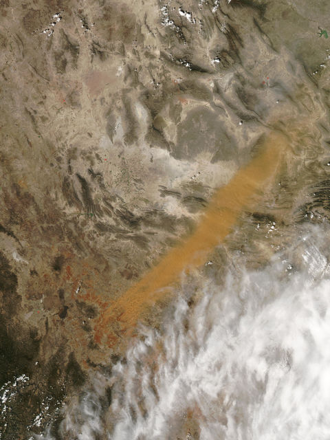 Dust storm in central Mexico