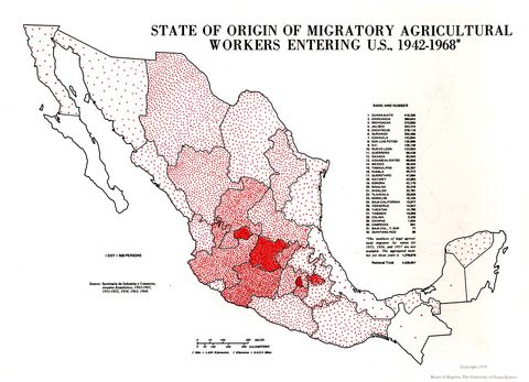 Estado de origen de los trabajadores agrícolas migratorios entrando en EE.UU.