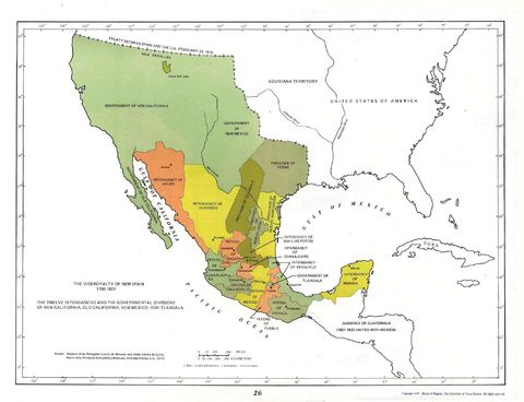 The Viceroyalty of New Spain, now Mexico 1786 - 1821
