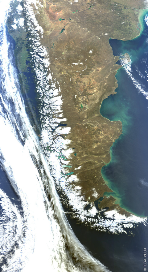 Satellite image of Patagonia, Argentina