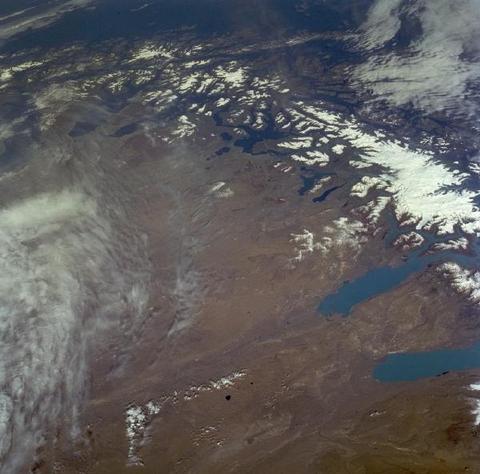 Satellite image of the Southern Andes Mountains