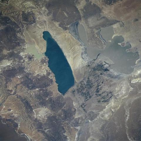 Satellite image of lakes Musters and Colhue Huapi, Argentina