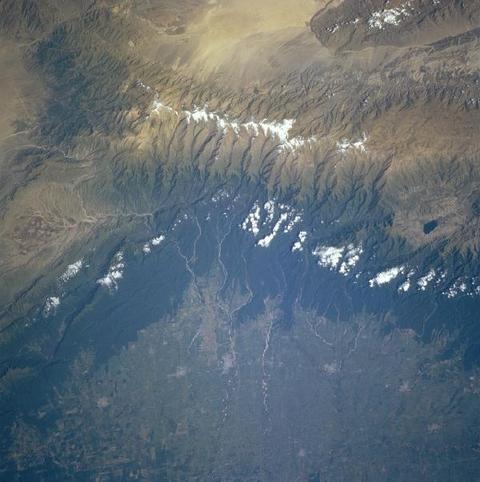 Satellite image of the Sierra del Aconquija