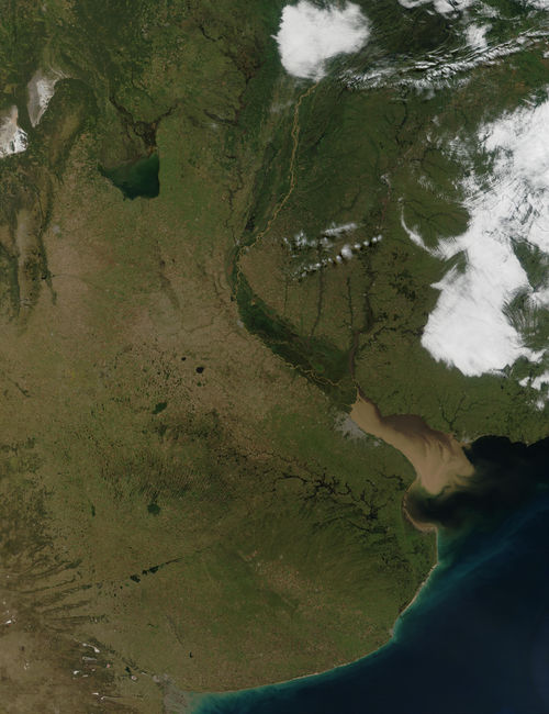 Imagen satelital del estuario del Río de la Plata