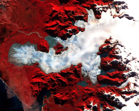 Satellite image of glacier in Patagonia