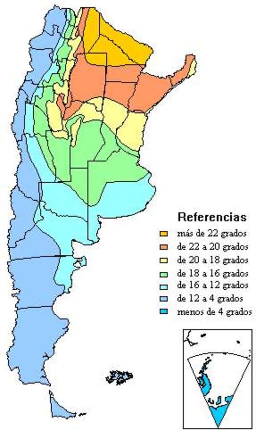 Temperaturas medias anuales de Argentina