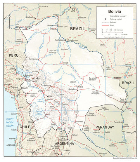 Bolivia Physical Map 
