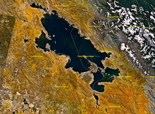 Imagen satelital del lago Titicaca