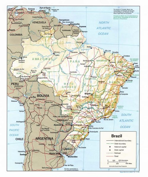 Mapa Físico de Brasil 