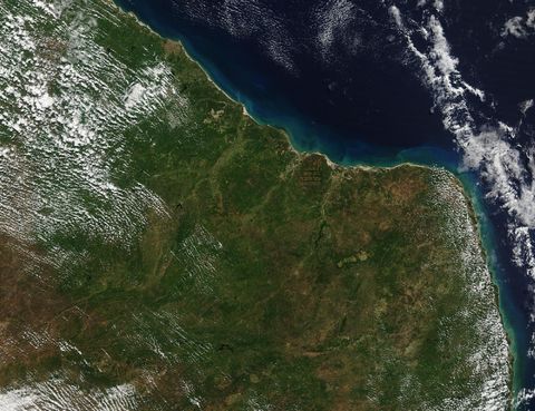 Imagen satelital de la Costa Noreste de Brasil