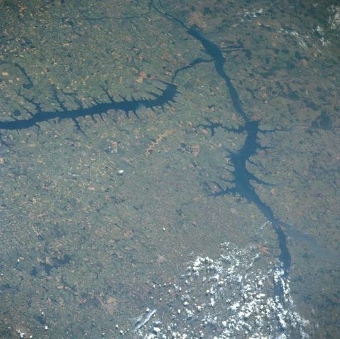 Imagen satelital de las represas de Ilha Solteira y Jupia