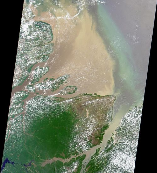 Imagen satelital de la boca del río Amazonas
