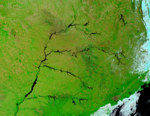 Imagen satelital del este y sureste de Brasil