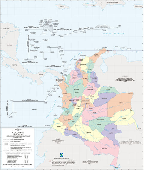 Map of Colombia and its departments