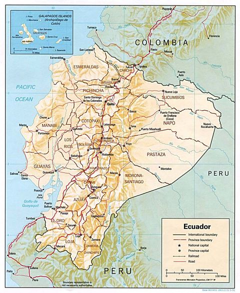 Mapa Físico del Ecuador 