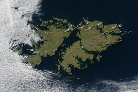 Satellite image of the Falkland Islands