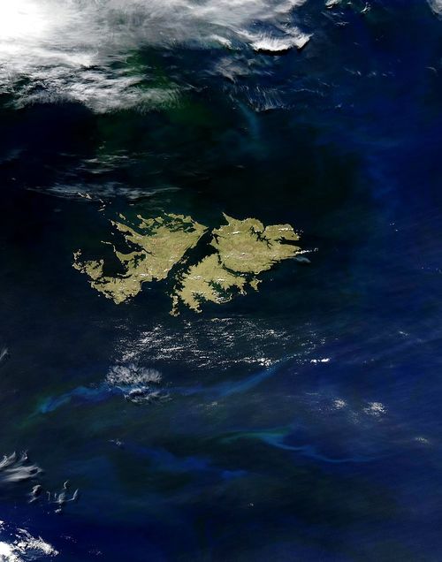 Imagen satelital de las Islas Malvinas