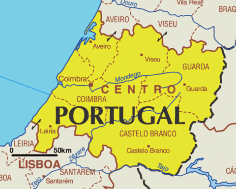 Mapa de la Región Centro de Portugal