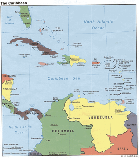 Mapa Político del Caribe 