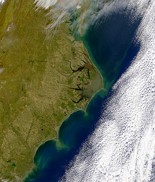 Imagen de satélite de la Costa de Carolina del Norte