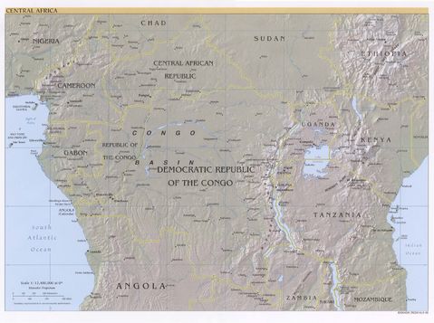 Central Africa physical map 