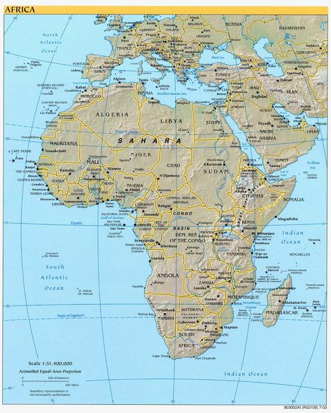Africa physical map
