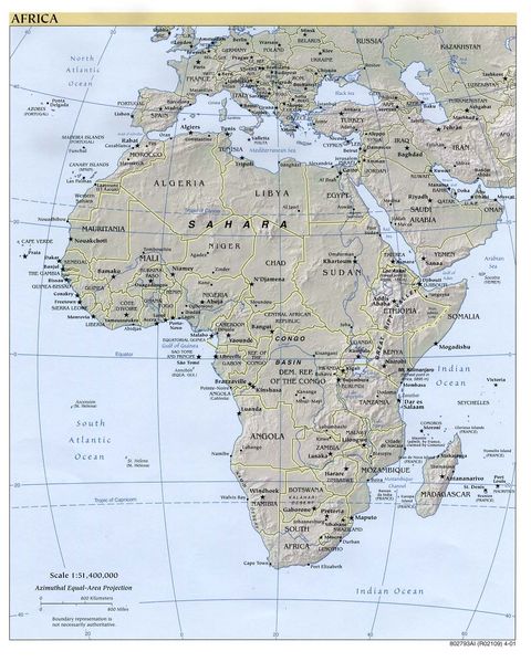 Africa physical map 