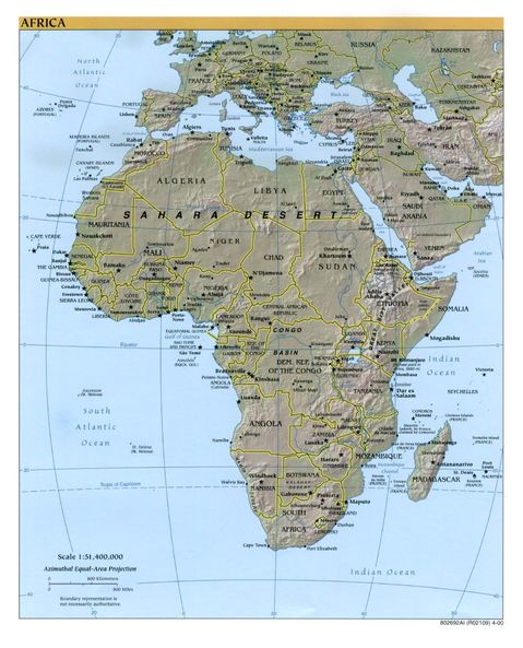 Africa physical map