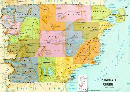 Mapa del Chubut, Argentina