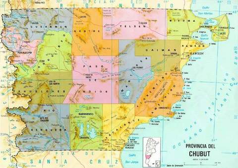 Province of Chubut Map, Argentina