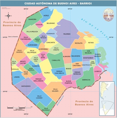 Map of the city of Buenos Aires and its neighborhoods Map of the city of Buenos Aires and its neighborhoods