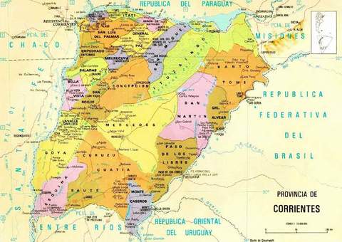 Province of Corrientes Map, Argentina