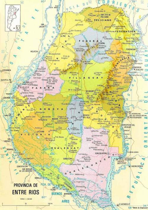 Mapa de Entre Ríos, Argentina