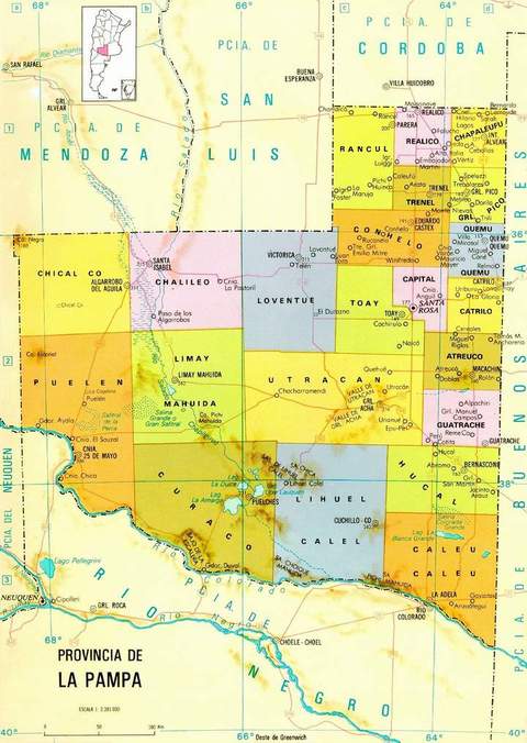 Province of La Pampa Map, Argentina
