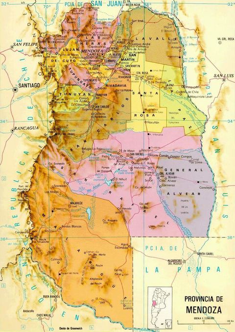Province of Mendoza Map, Argentina