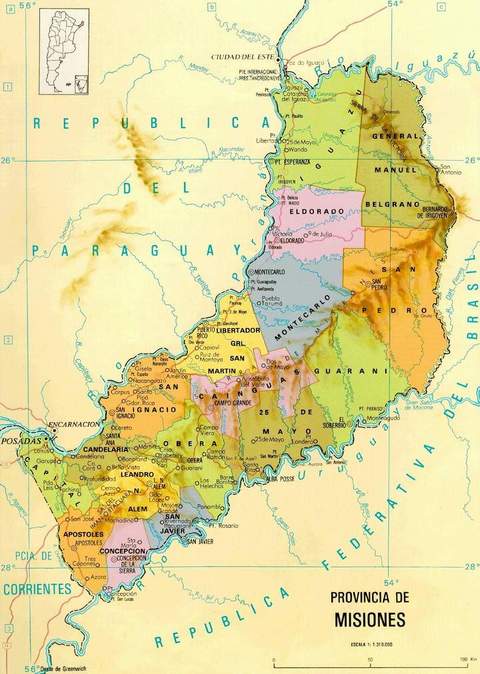 Province of Misiones Map, Argentina