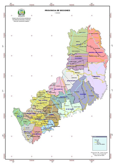 Political Map of the Province of Misiones, Argentina