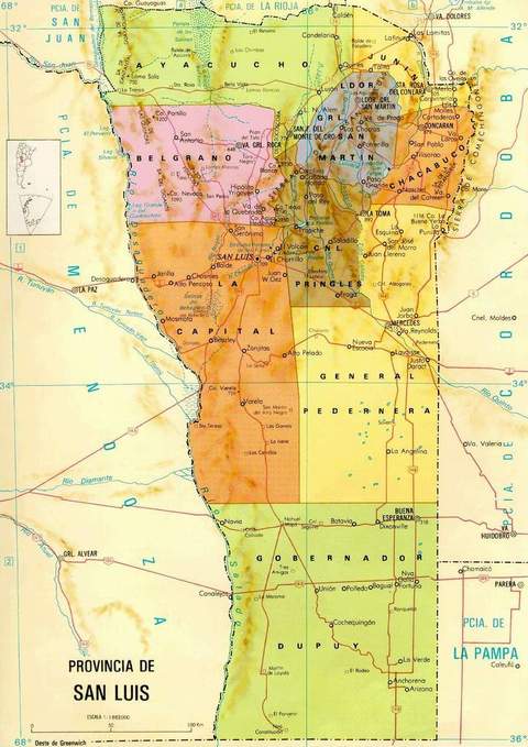 Province of San Luis Map, Argentina