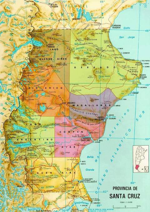 Santa Cruz Province Map, Argentina