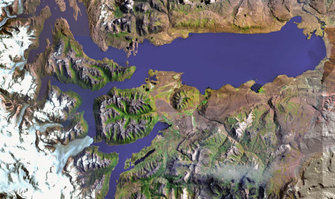 Satellite image of Lago Argentino Satellite image of Lago Argentino