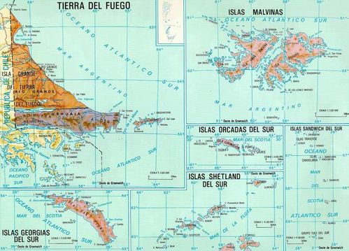 Mapa de Tierra del Fuego, Argentina
