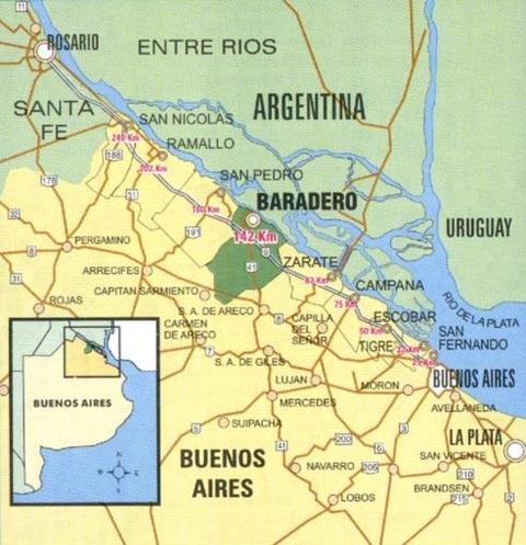 Location map of the city of Baradero, Argentina