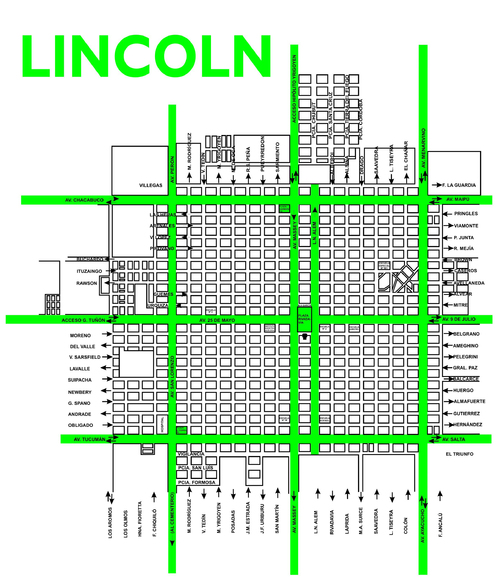 Mapa de Lincoln, Buenos Aires, Argentina