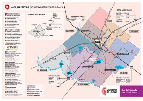 Tourist map of the Partido de Lobos, Buenos Aires, Argentina