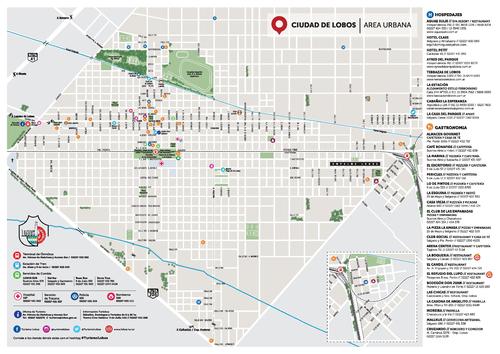 Mapa de la ciudad  de Lobos, Buenos Aires, Argentina