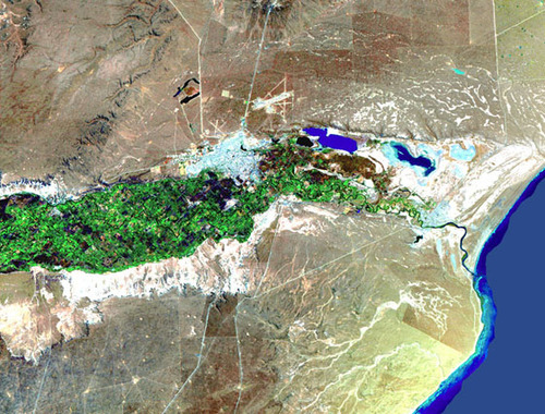 Imagen satelital de la ciudad de Rawson, Chubut, Argentina