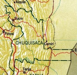 Chuquisaca Department Map, Bolivia